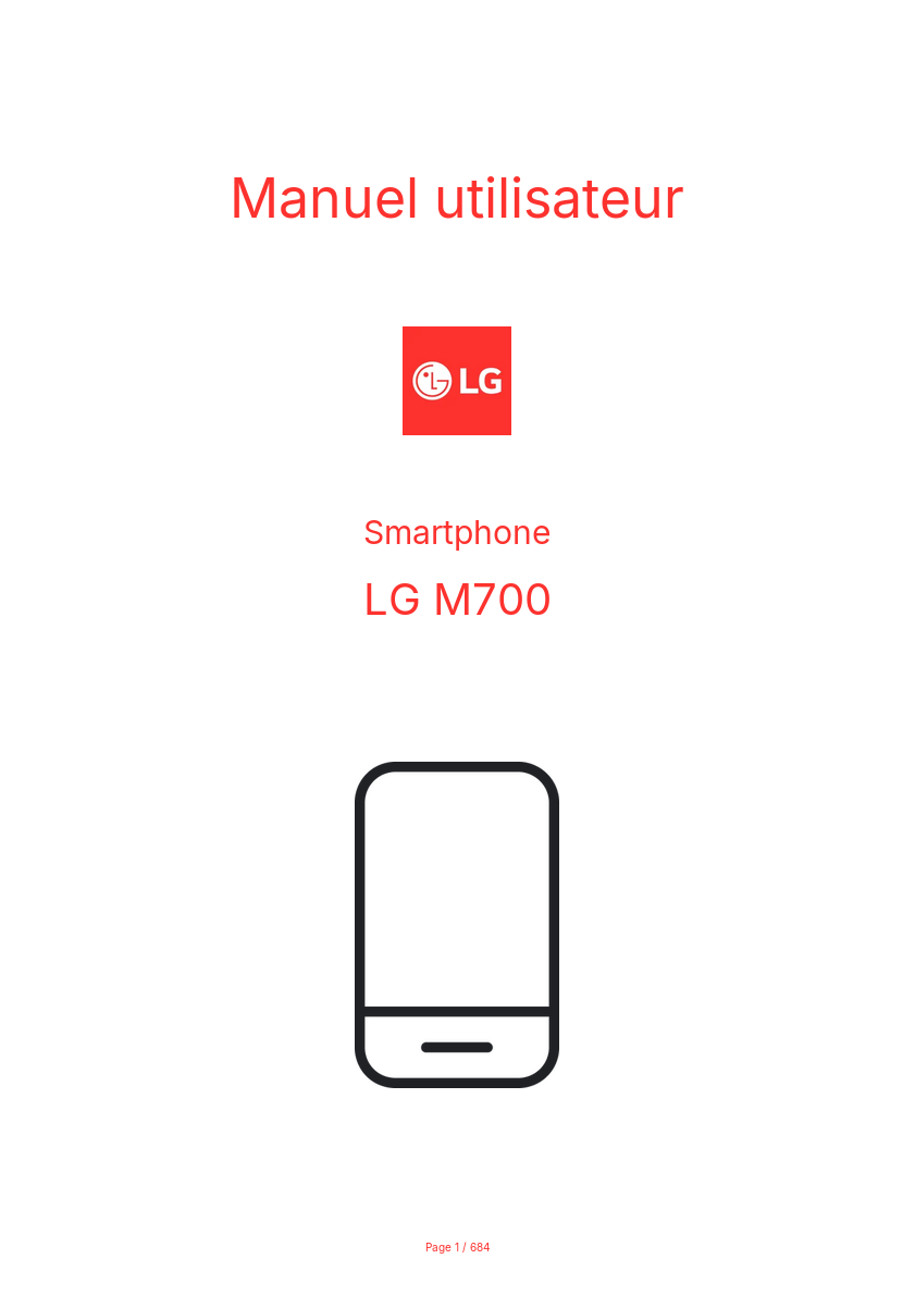Page n°1 - Manuel utilisateur LG M700