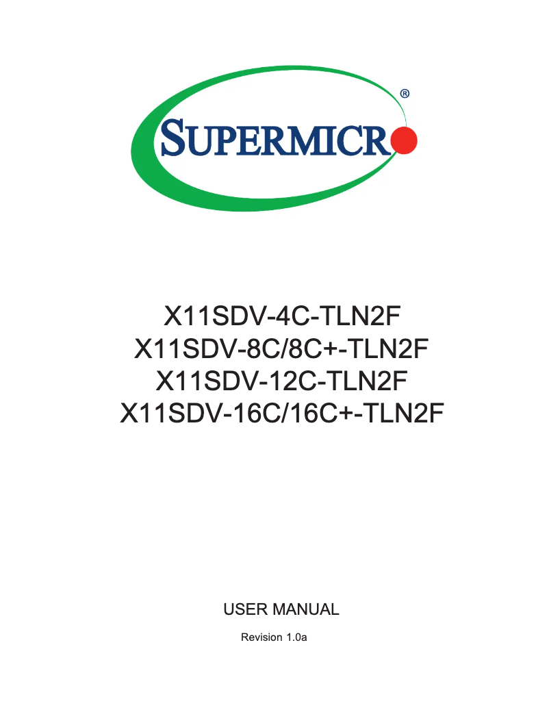 Page 1 de la notice Manuel utilisateur Supermicro X11SDV-16C+-TLN2F