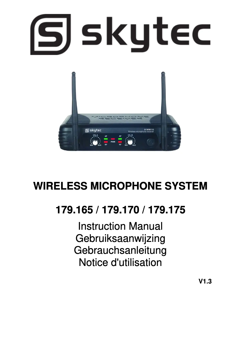 Page n°1 - Manuel utilisateur Skytec STWM722