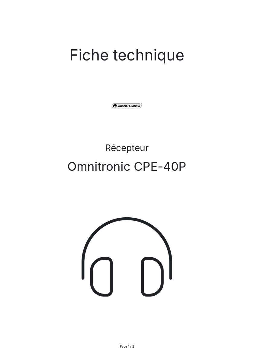 Page n°1 - Fiche technique Omnitronic CPE-40P