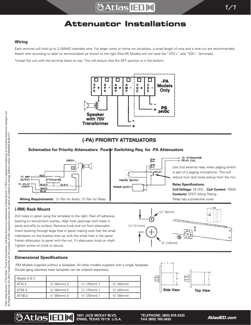 Page 1 de la notice Guide d'installation Atlas Sound AT35