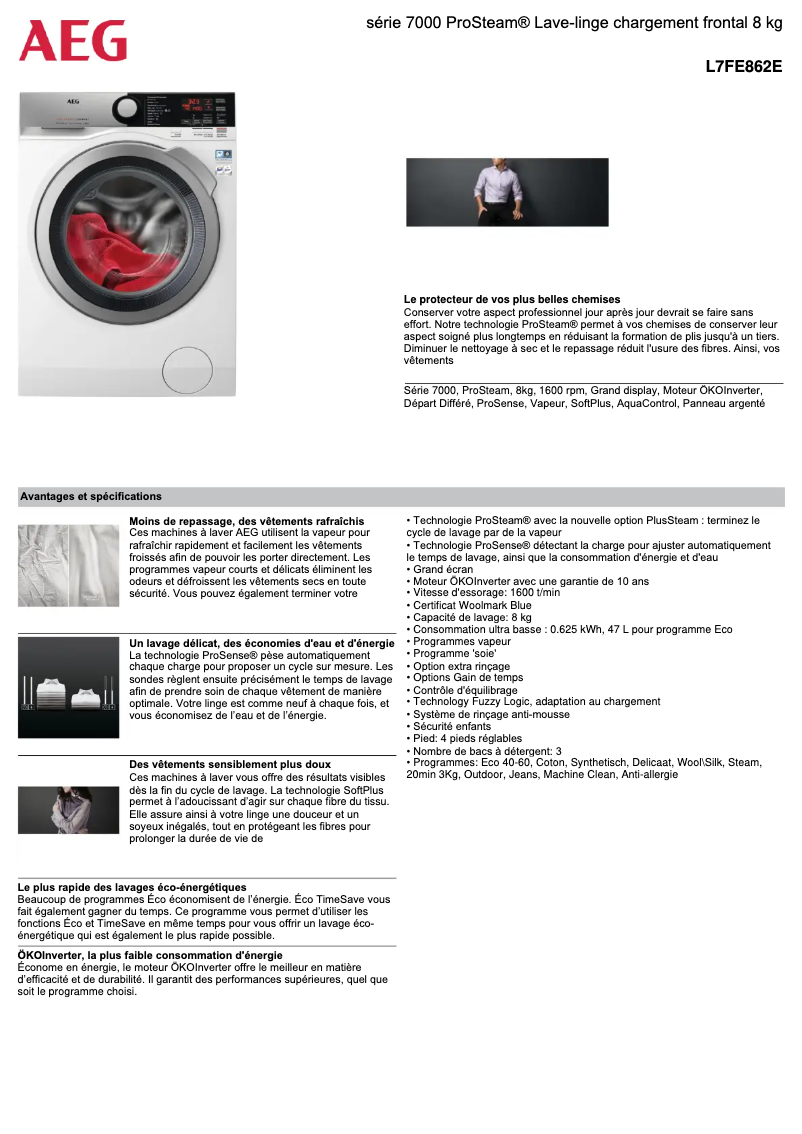 Image de la première page du manuel de l'appareil L7FE862E