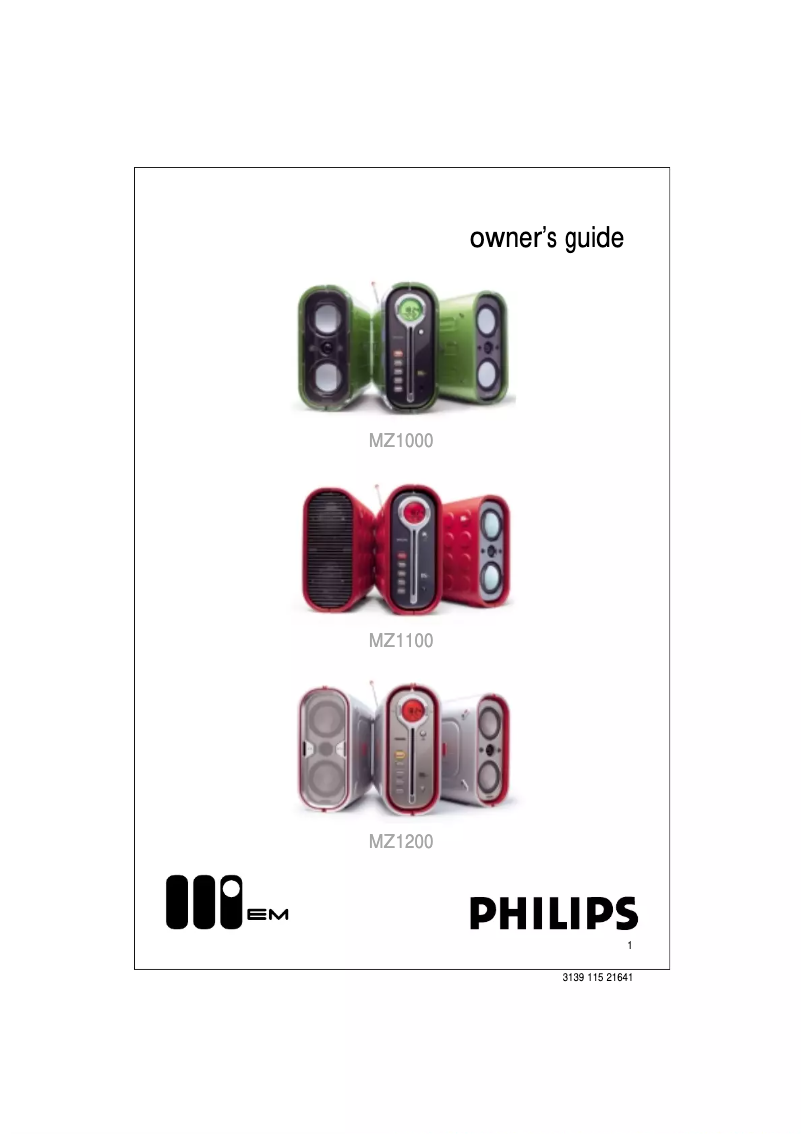 Page 1 of the manual User Manual Philips MZ1200