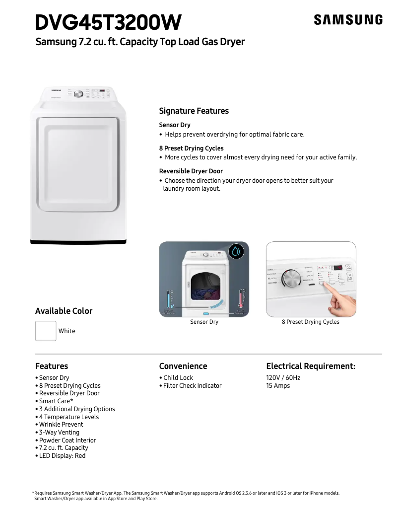 Page n°1 - Fiche technique Samsung DVG45T3200W