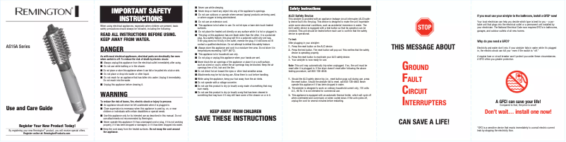 Page n°1 - Manuel utilisateur Remington Pro Wet2Style AS15A