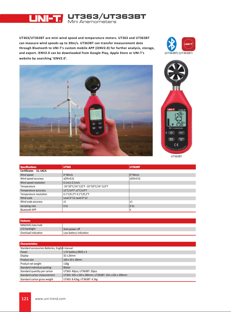 Page 1 de la notice Manuel utilisateur Uni-T UT363BT