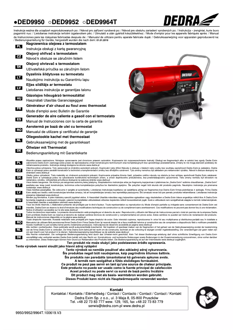 Image de la première page du manuel de l'appareil DED9950