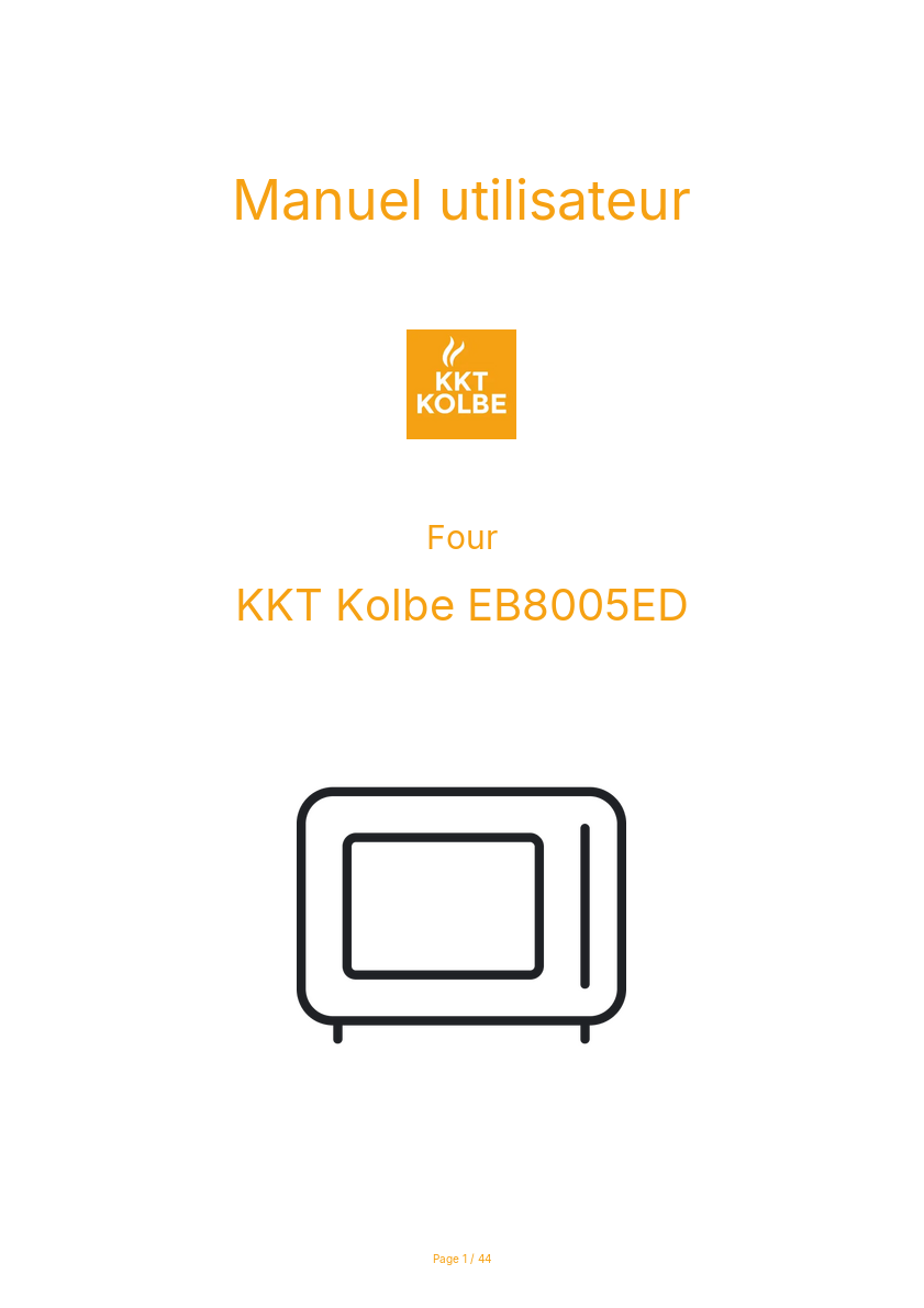 Page n°1 - Manuel utilisateur KKT Kolbe EB8005ED