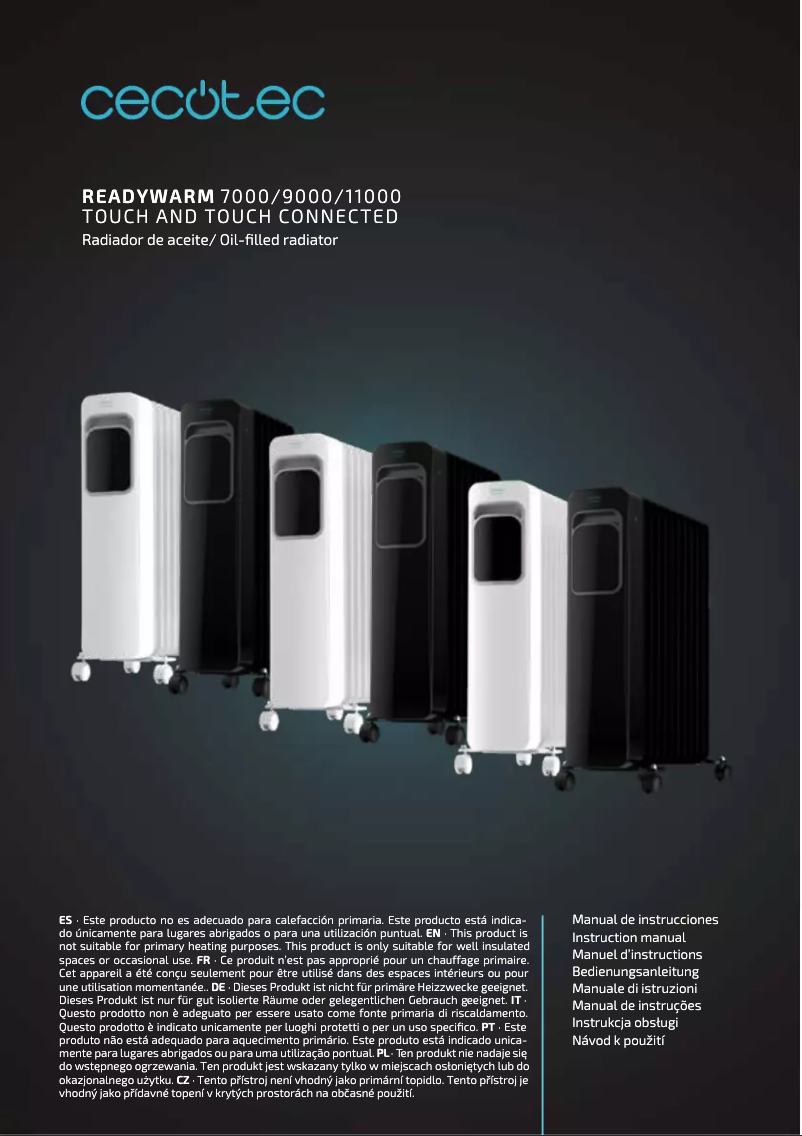 Page 1 de la notice Manuel utilisateur Cecotec ReadyWarm 7000 Touch