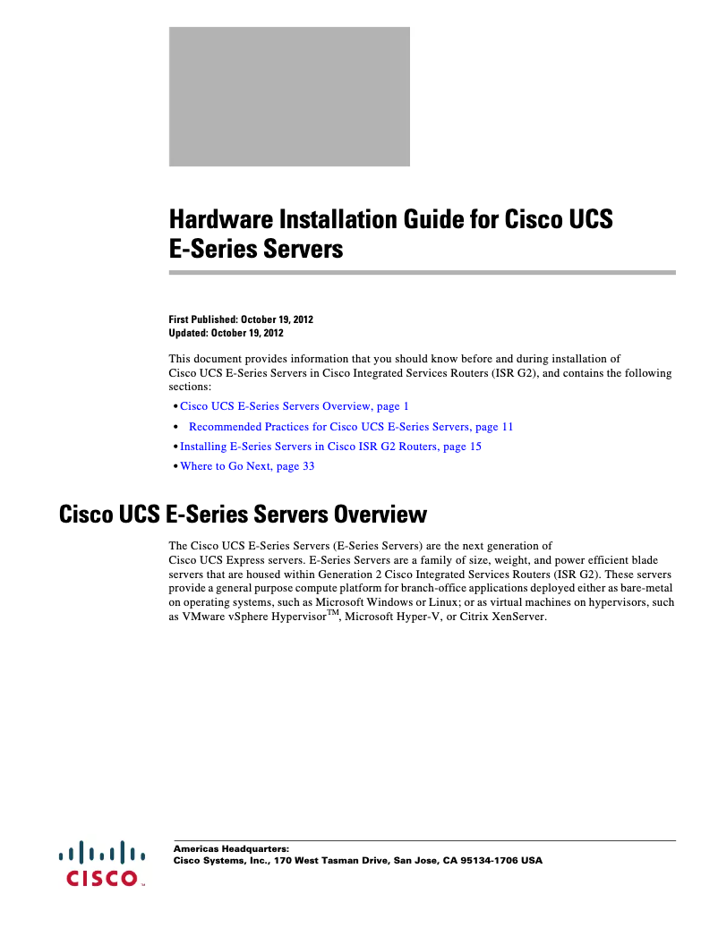 Página 1 del manual Manual de usuario Cisco UCS E160D M2