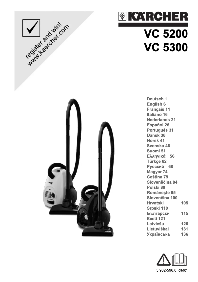 Page 1 de la notice Manuel utilisateur Kärcher VC 5300