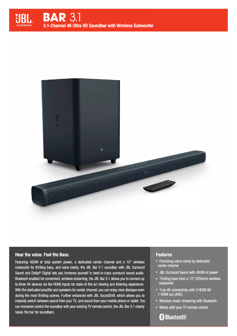 Page n°1 - Fiche technique JBL Bar 3.1