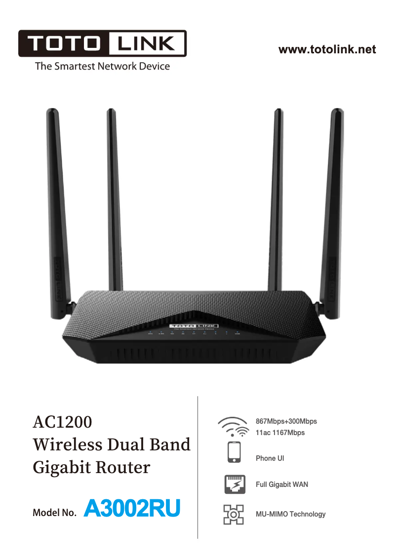 Page 1 de la notice Manuel utilisateur Totolink A3002RU V3