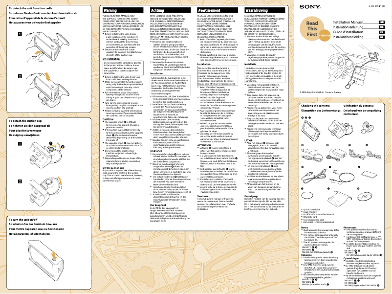 Página 1 del manual Guía de instalación Sony NV-U80
