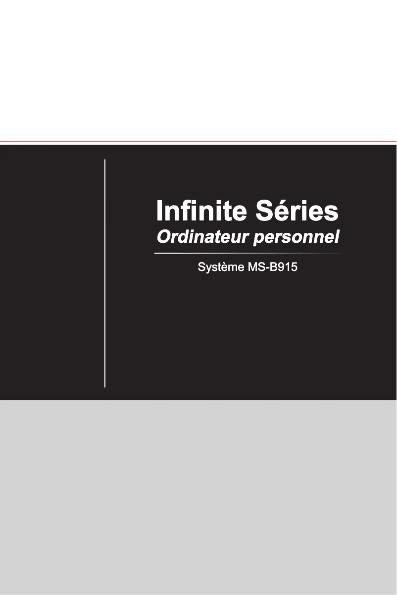 Page n°1 - Manuel utilisateur MSI Infinite A MS-B915