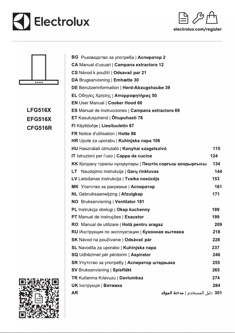 Page 1 de la notice Manuel utilisateur Electrolux CFG516R