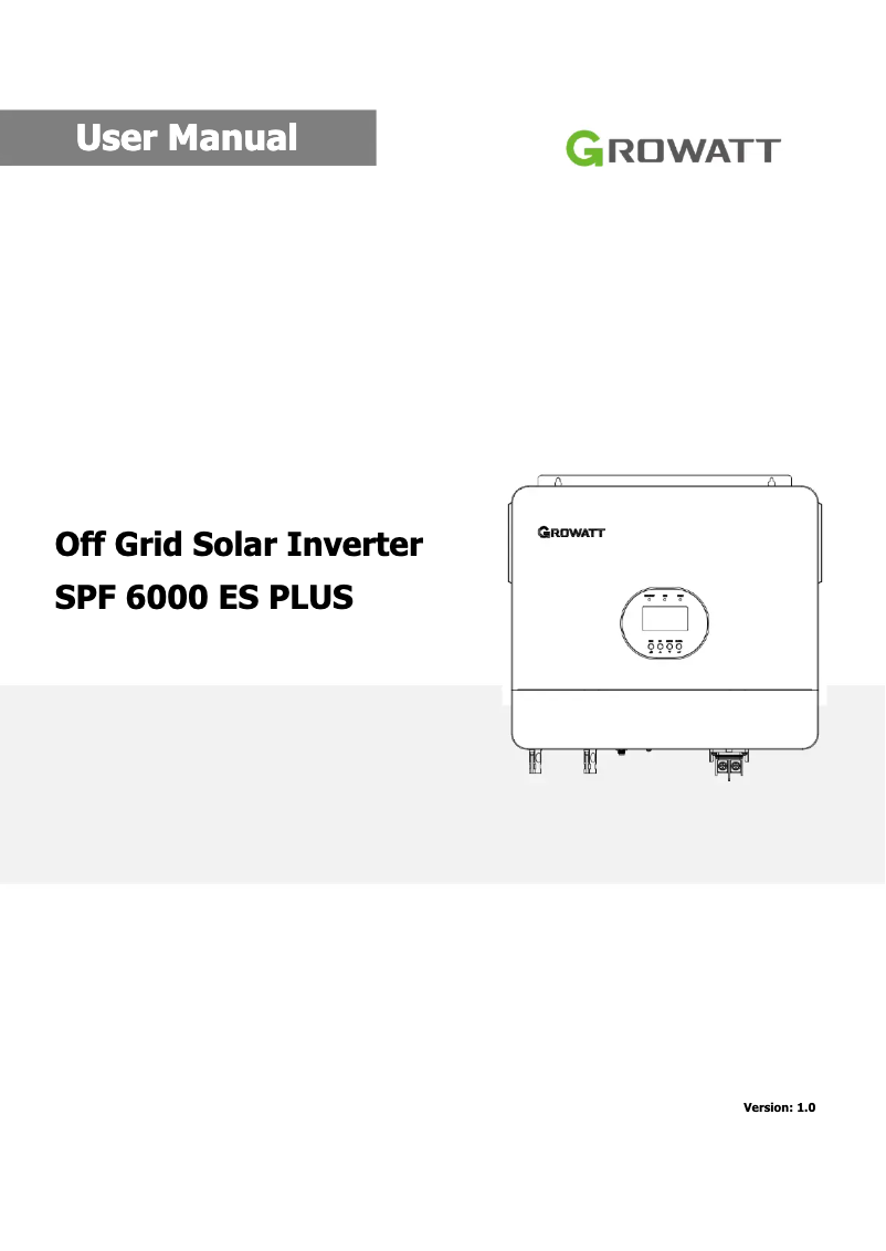 Page 1 de la notice Manuel utilisateur Growatt SPF 6000ES Plus