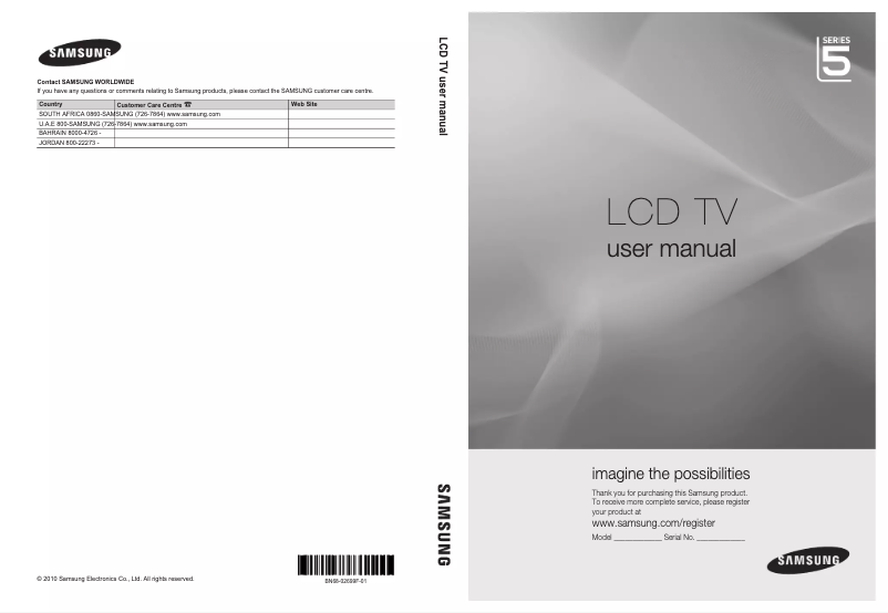 Image de la première page du manuel de l'appareil LA40C550J1W