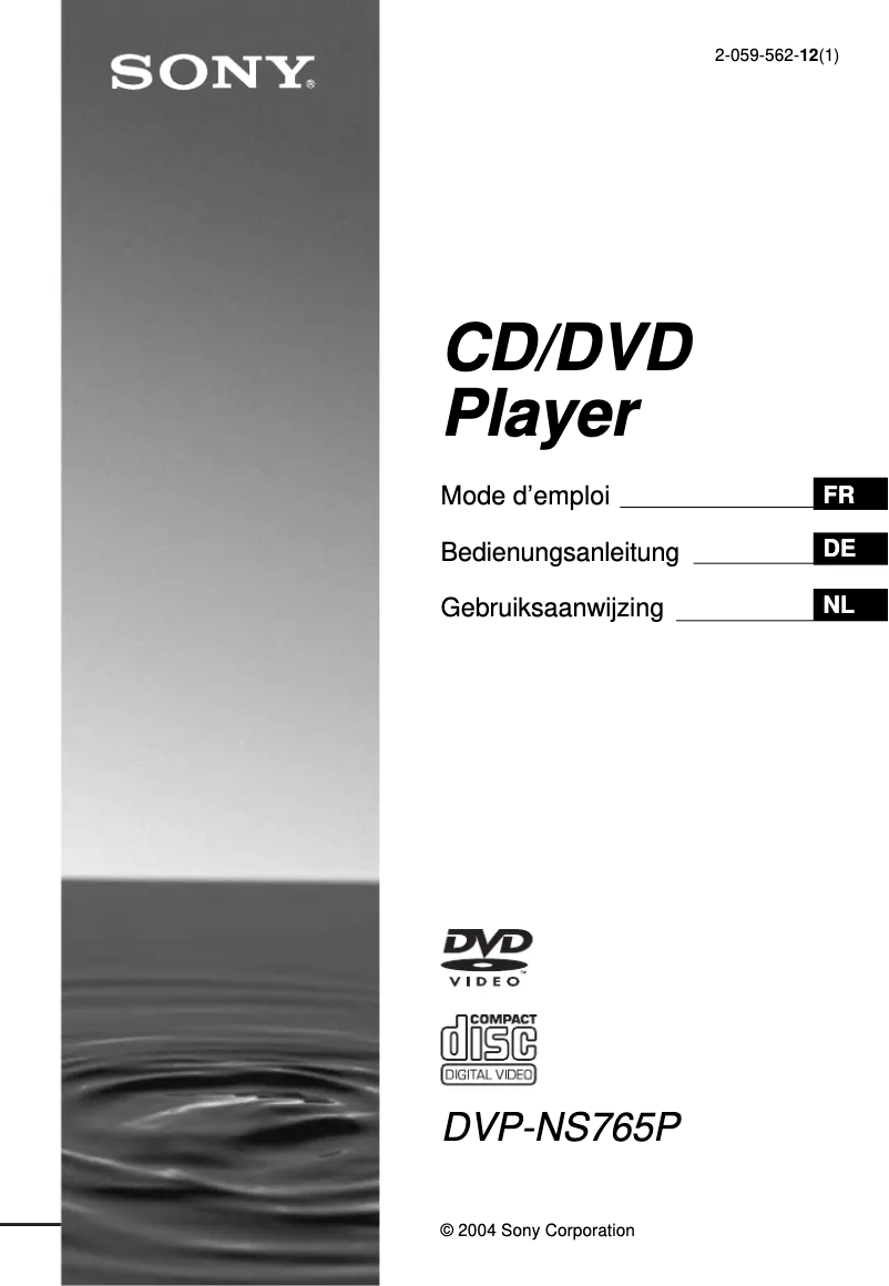 Page n°1 - Manuel utilisateur Sony DVP-NS765P