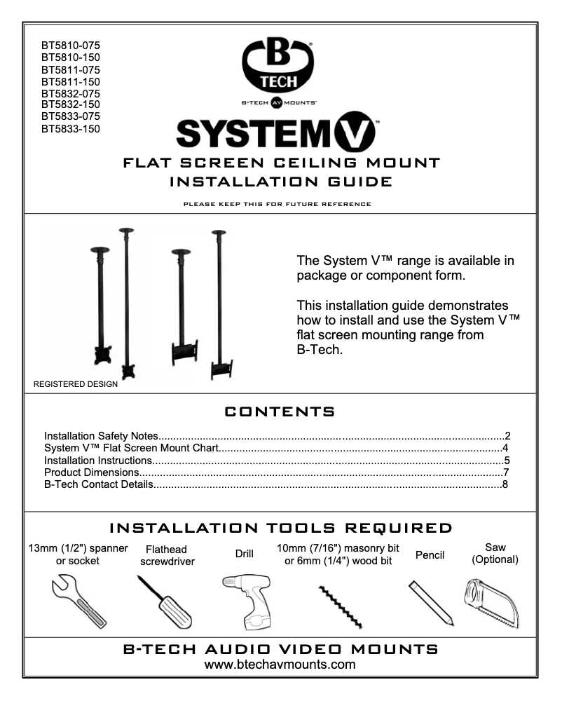 Page 1 of the manual User Manual B-Tech BT5832
