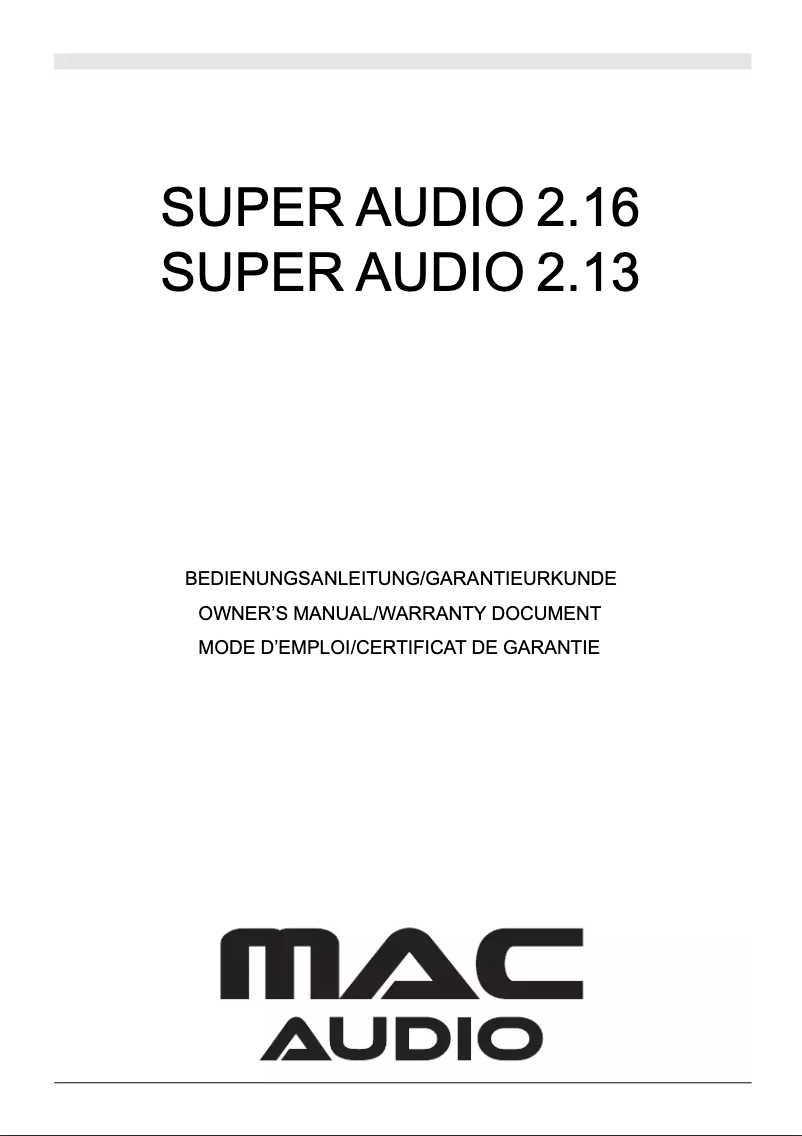 Página 1 del manual Manual de usuario Mac Audio Super Audio 2.16