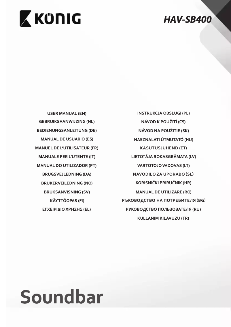 Page 1 de la notice Manuel utilisateur Konig HAV-SB400