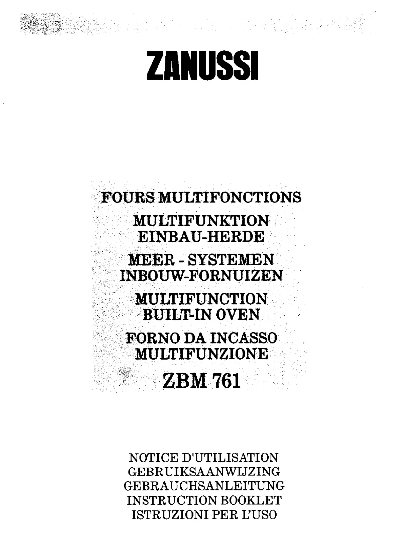 Page 1 de la notice Manuel utilisateur Zanussi ZBM 761 SN