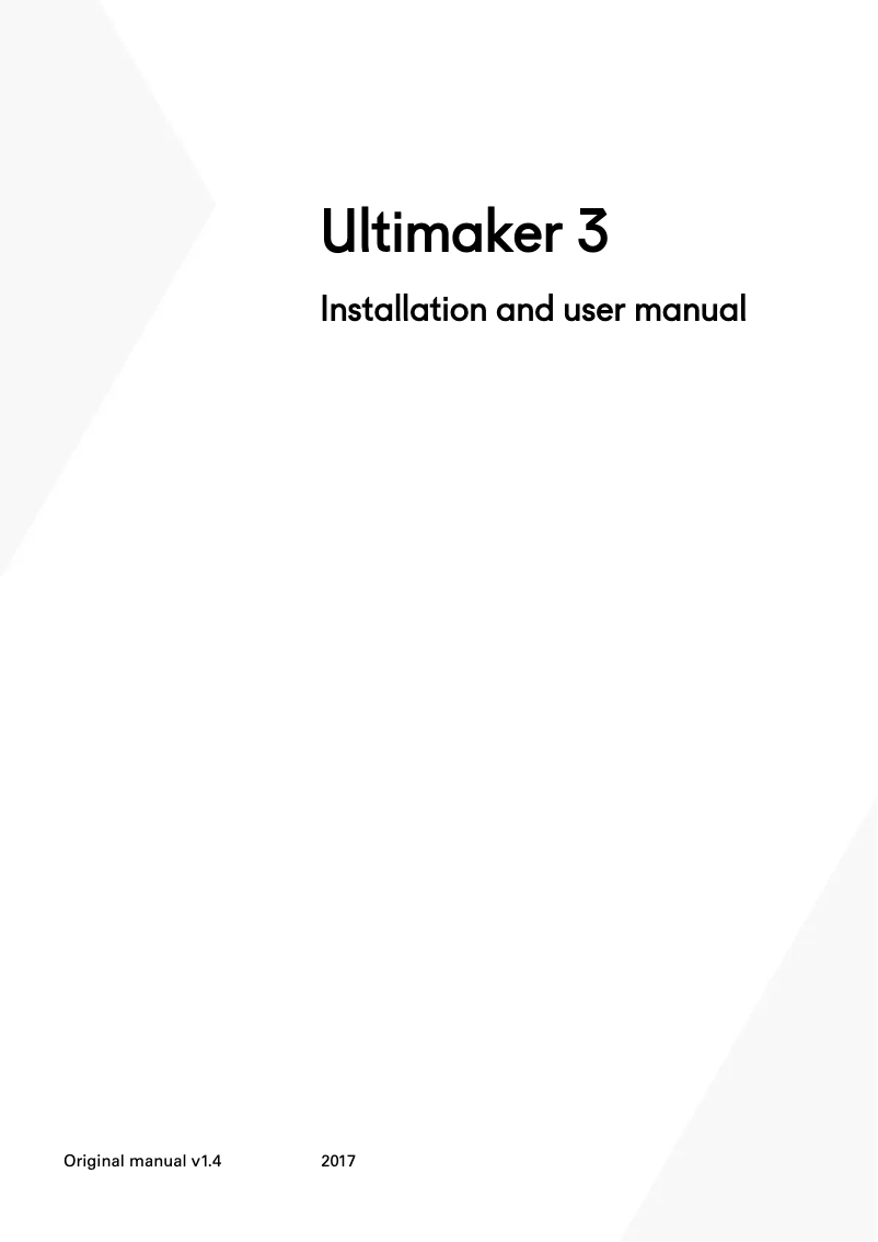 Page 1 de la notice Manuel utilisateur Ultimaker 3