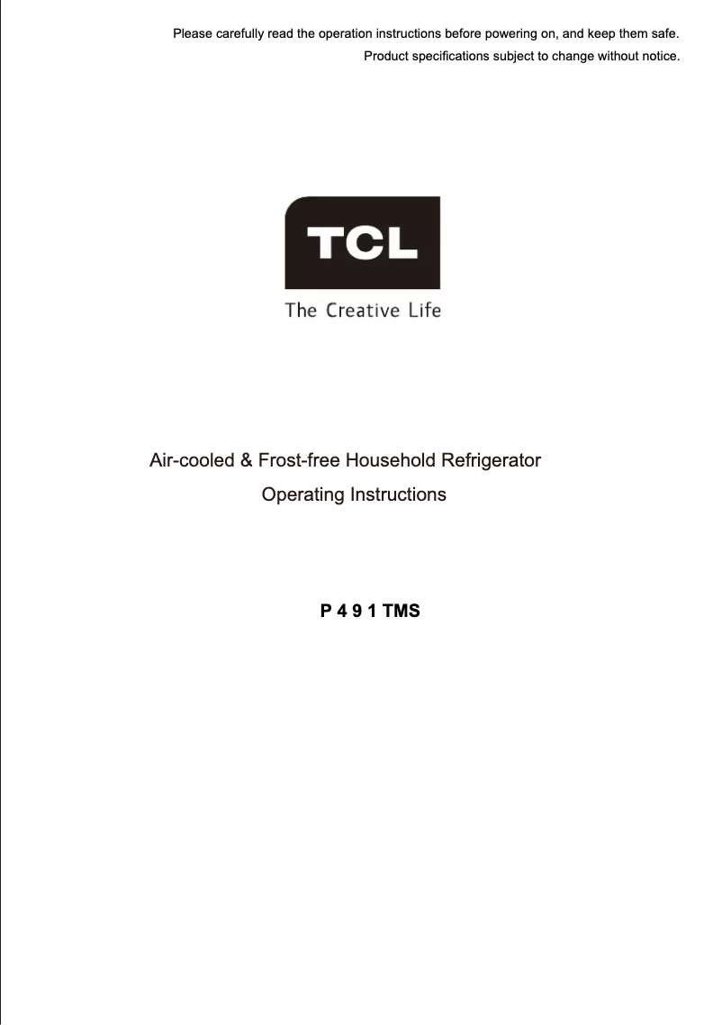 Image de la première page du manuel de l'appareil P491TMS
