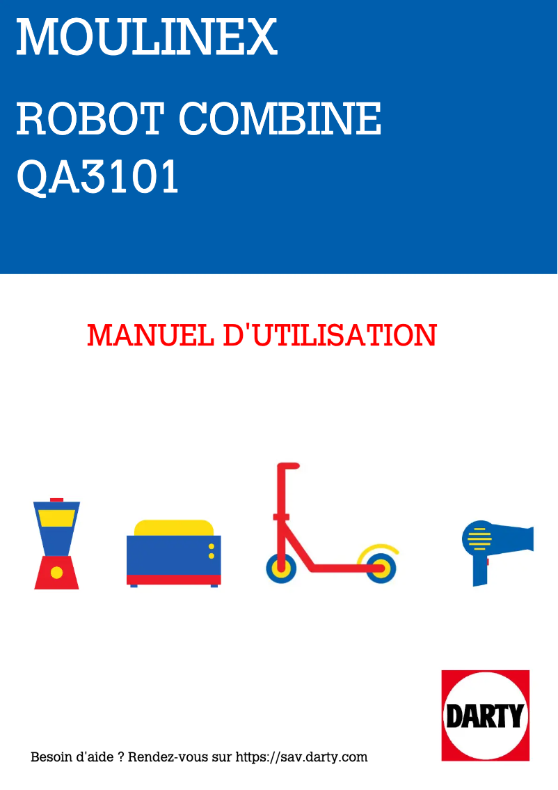 Page 1 de la notice Manuel utilisateur Moulinex QA3101