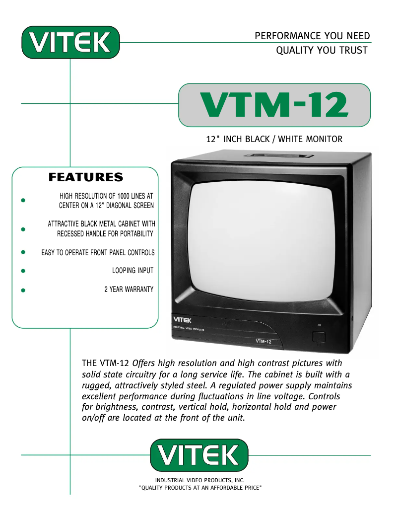 Image de la première page du manuel de l'appareil VTM-12