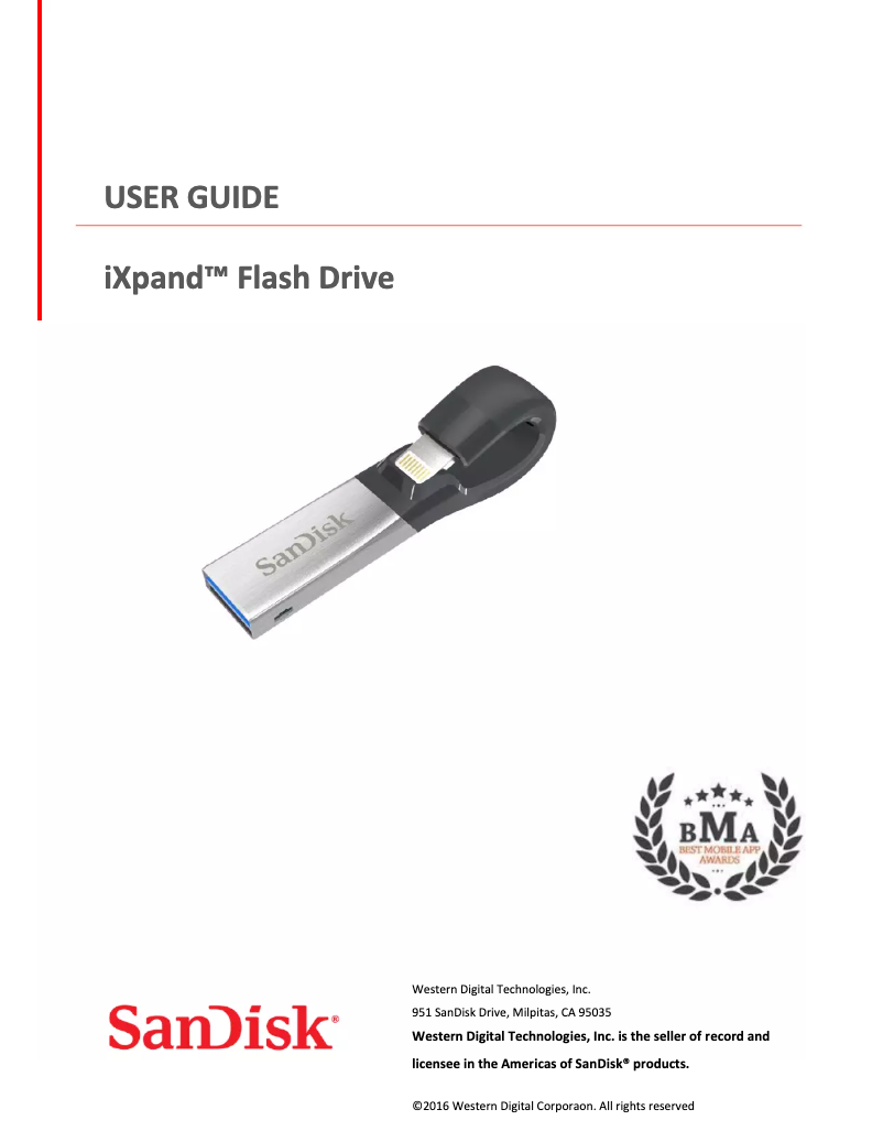 Page n°1 - Manuel utilisateur Sandisk IXpand Flash Drive 3.0