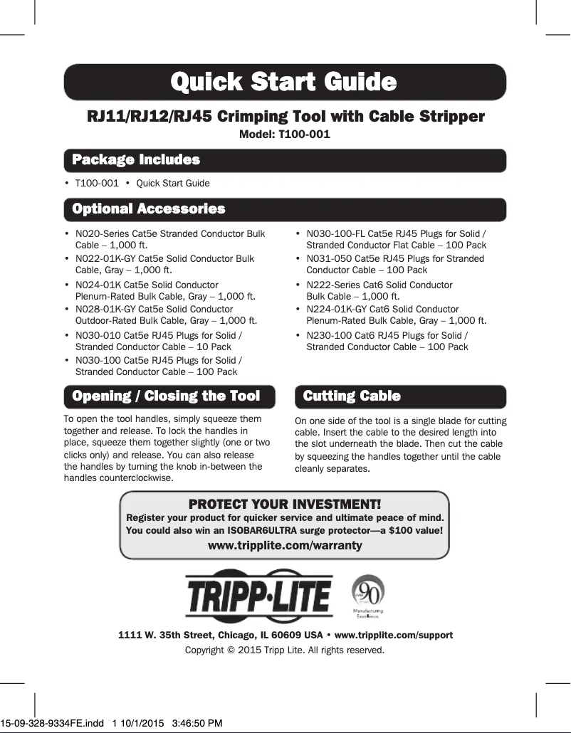 Page n°1 - Manuel utilisateur Tripp Lite T100-001