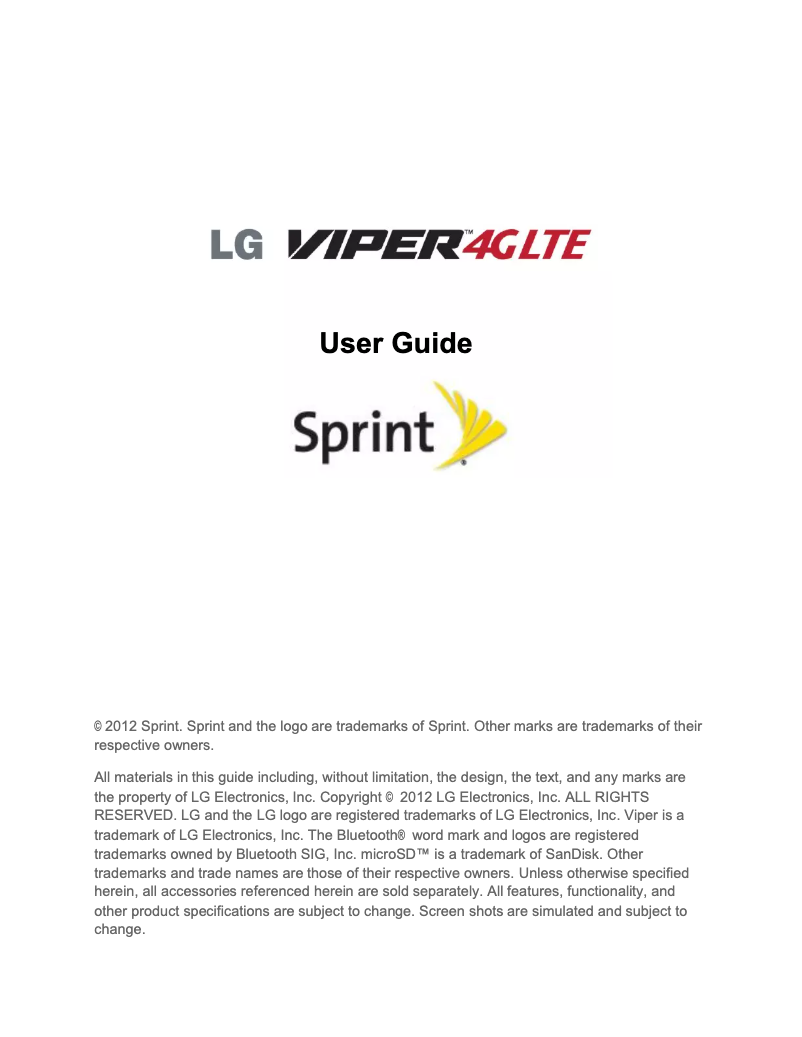 Page 1 de la notice Manuel utilisateur LG Viper