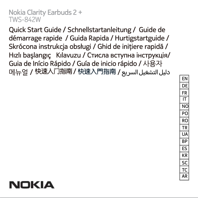 Page 1 de la notice Manuel utilisateur Nokia Clarity Earbuds 2+ TWS-842W