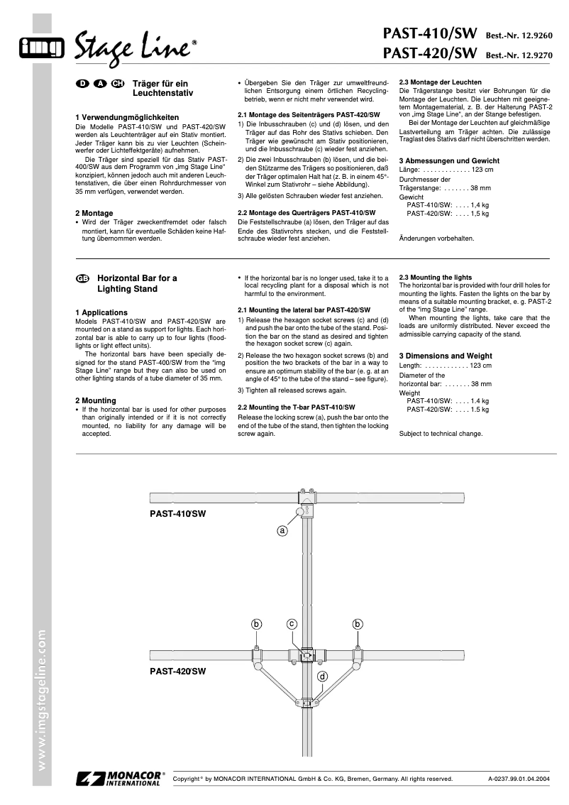 Image de la première page du manuel de l'appareil PAST-410/SW