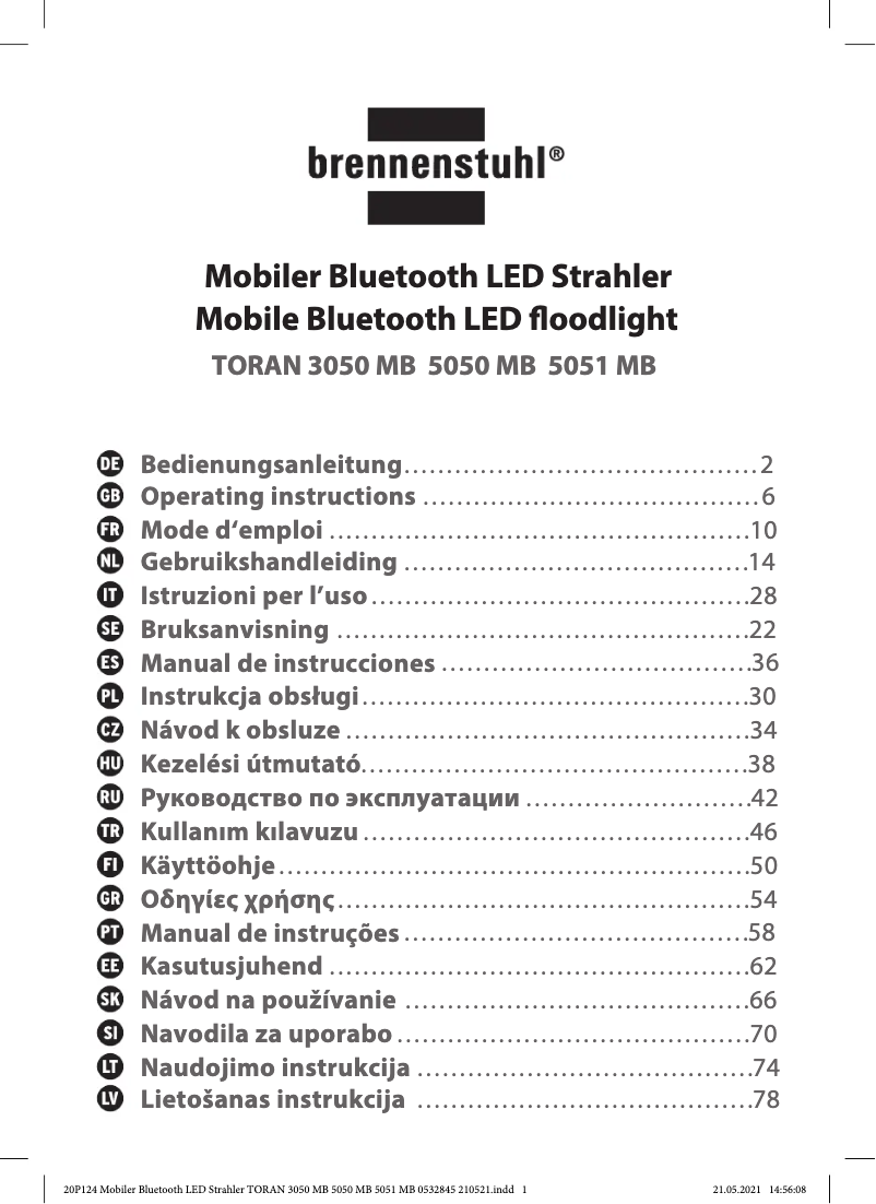 Page 1 de la notice Manuel utilisateur Brennenstuhl TORAN 3050 MB