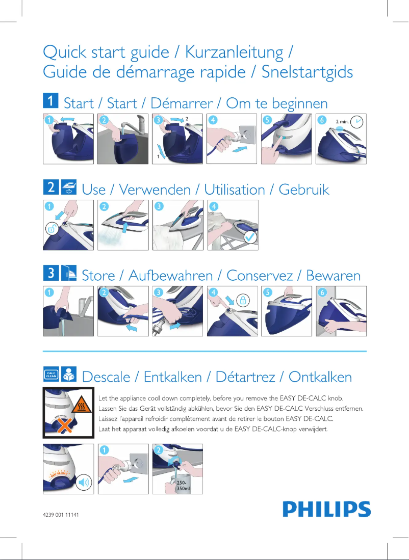 Page 1 of the manual Quick Start Guide Philips PerfectCare Elite Plus GC9670