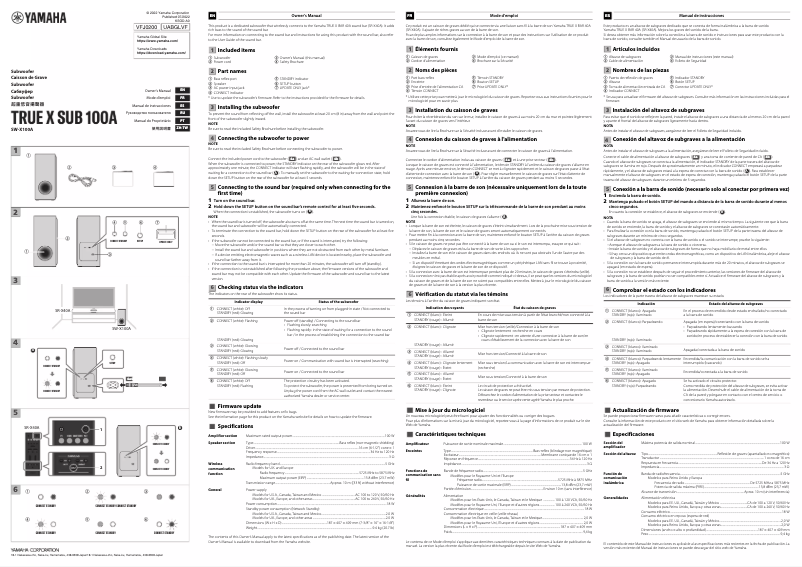 Page 1 de la notice Manuel utilisateur Yamaha True X SUB 100A SW-X100A