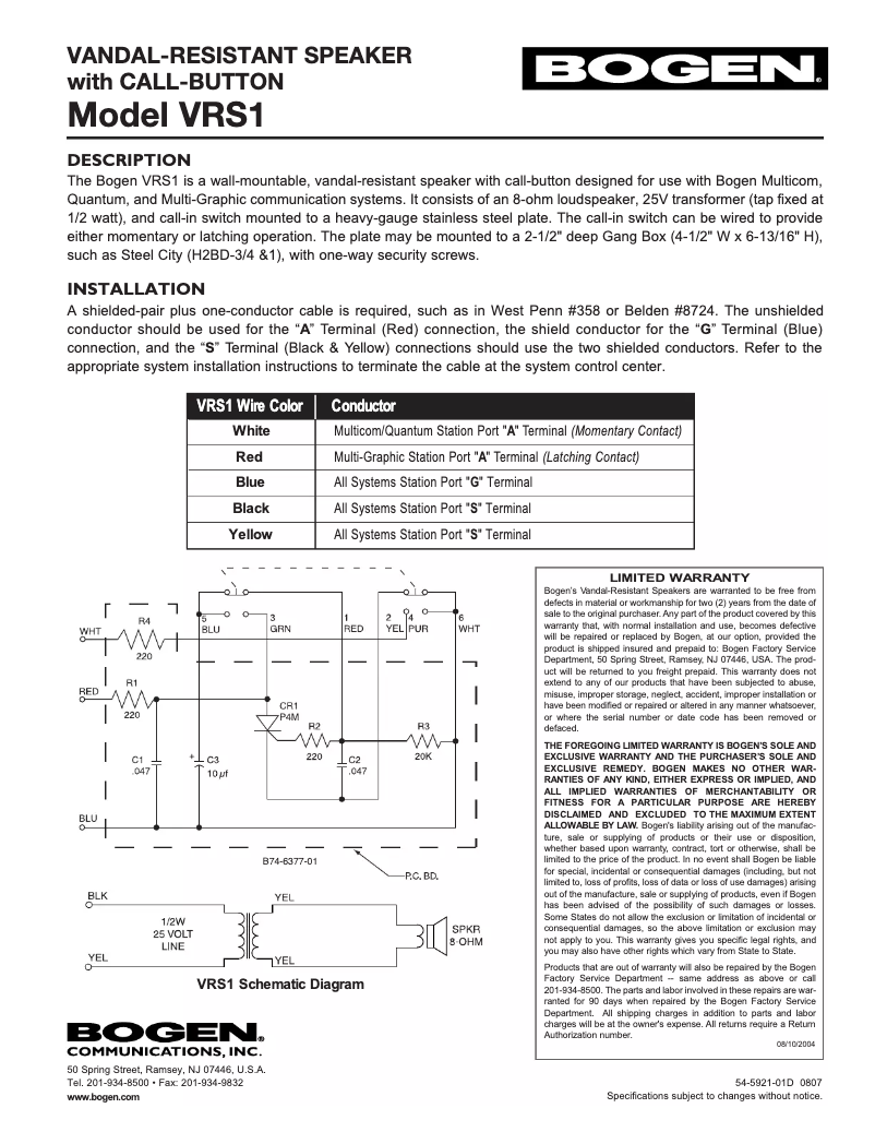 Image de la première page du manuel de l'appareil VRS1