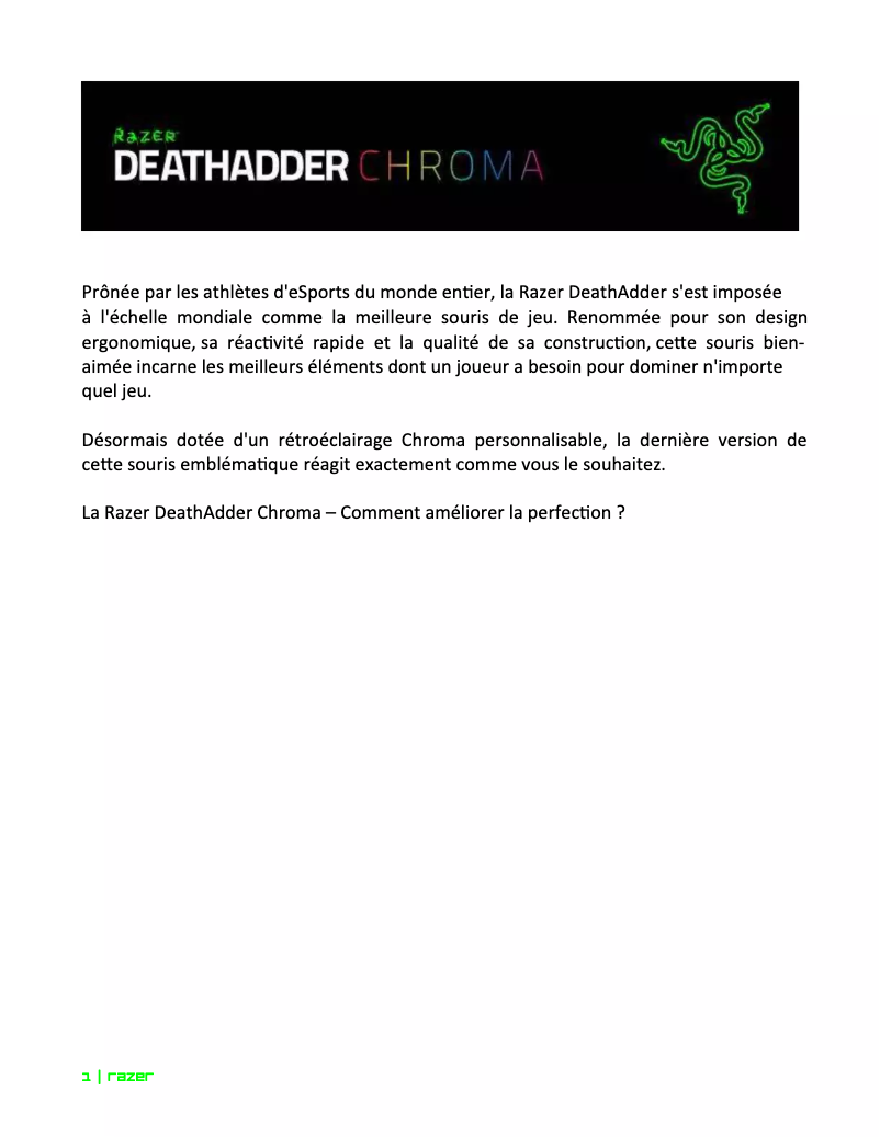 Image de la première page du manuel de l'appareil DeathAdder Chroma