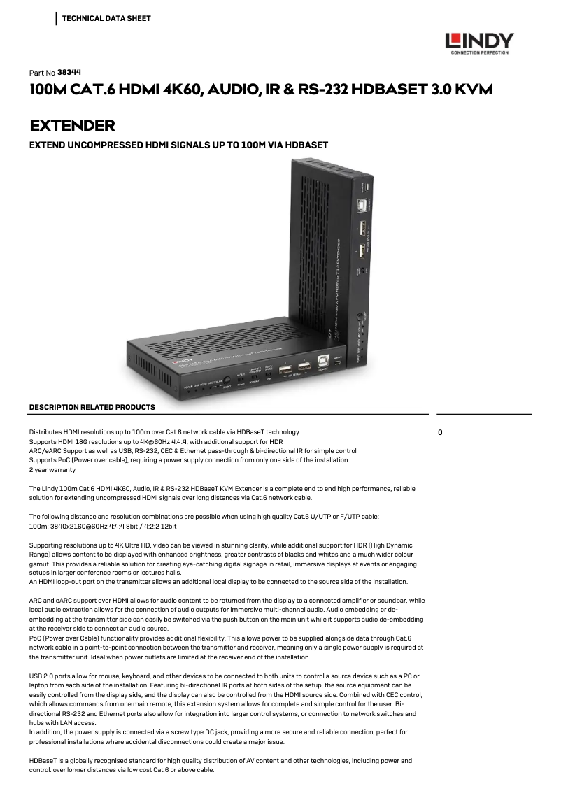 Page 1 de la notice Manuel utilisateur Lindy 38344