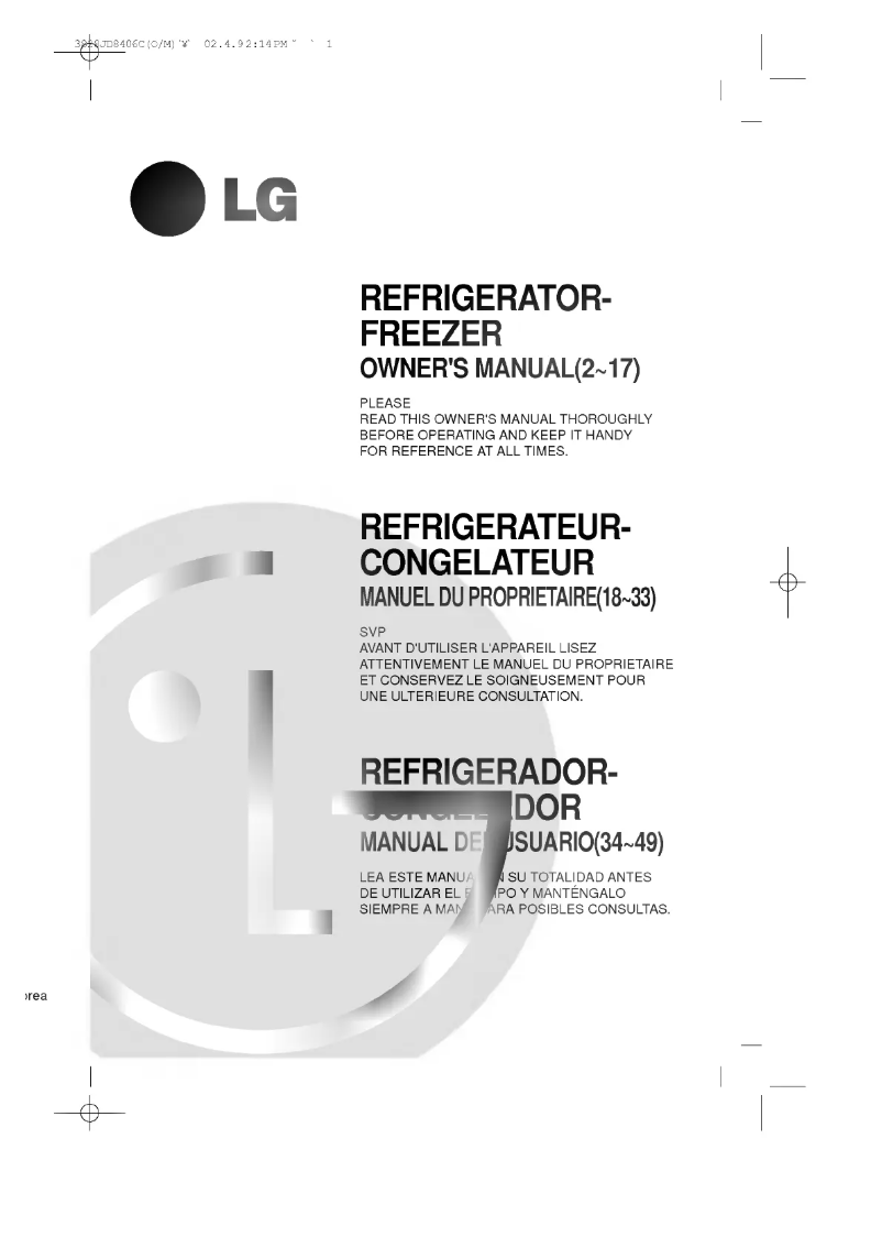 Page n°1 - Manuel utilisateur LG GR-642QVP