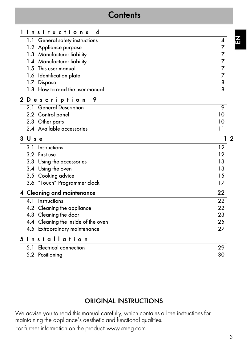 Page 1 de la notice Manuel utilisateur Smeg SFA6300X