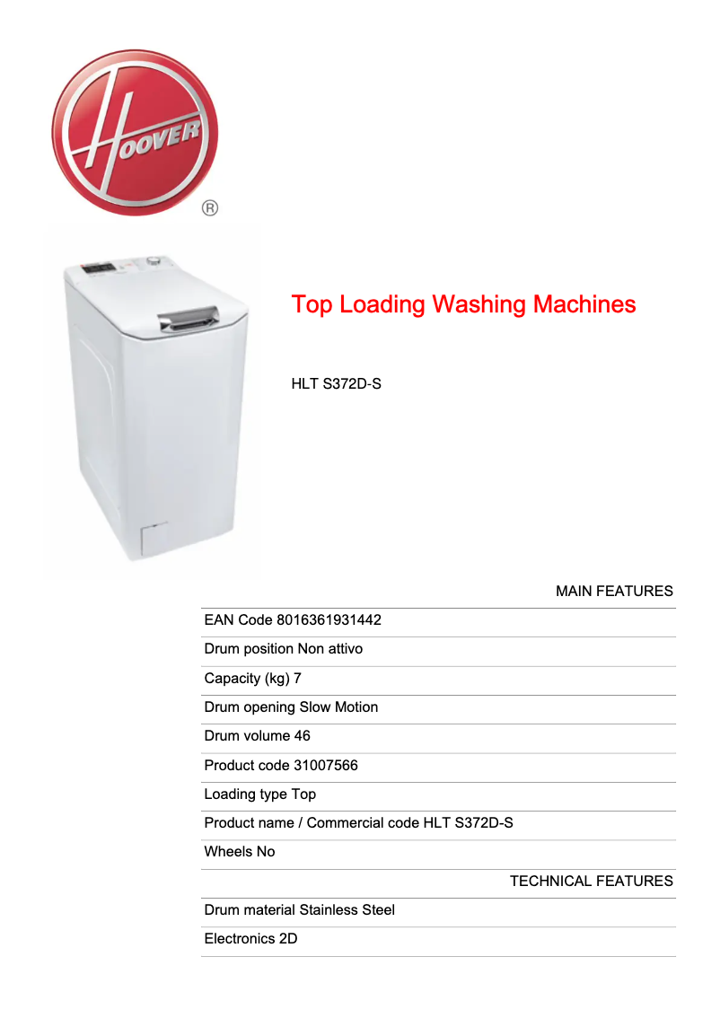 Image de la première page du manuel de l'appareil HLT S372D-S