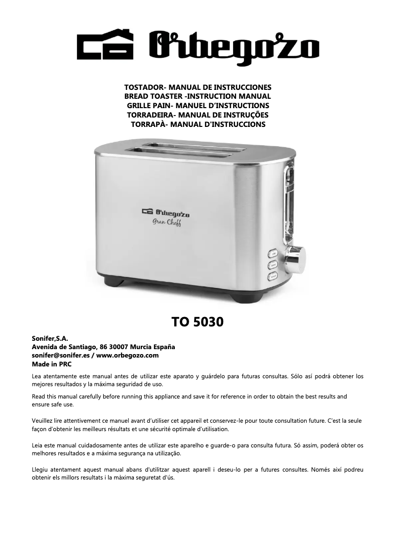 Image de la première page du manuel de l'appareil TO 5030