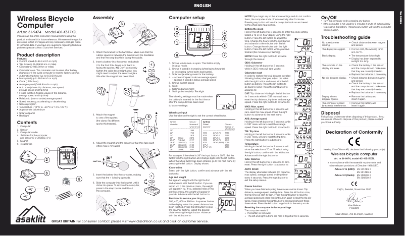 Page n°1 - Manuel utilisateur Asaklitt 401-KS17XSL