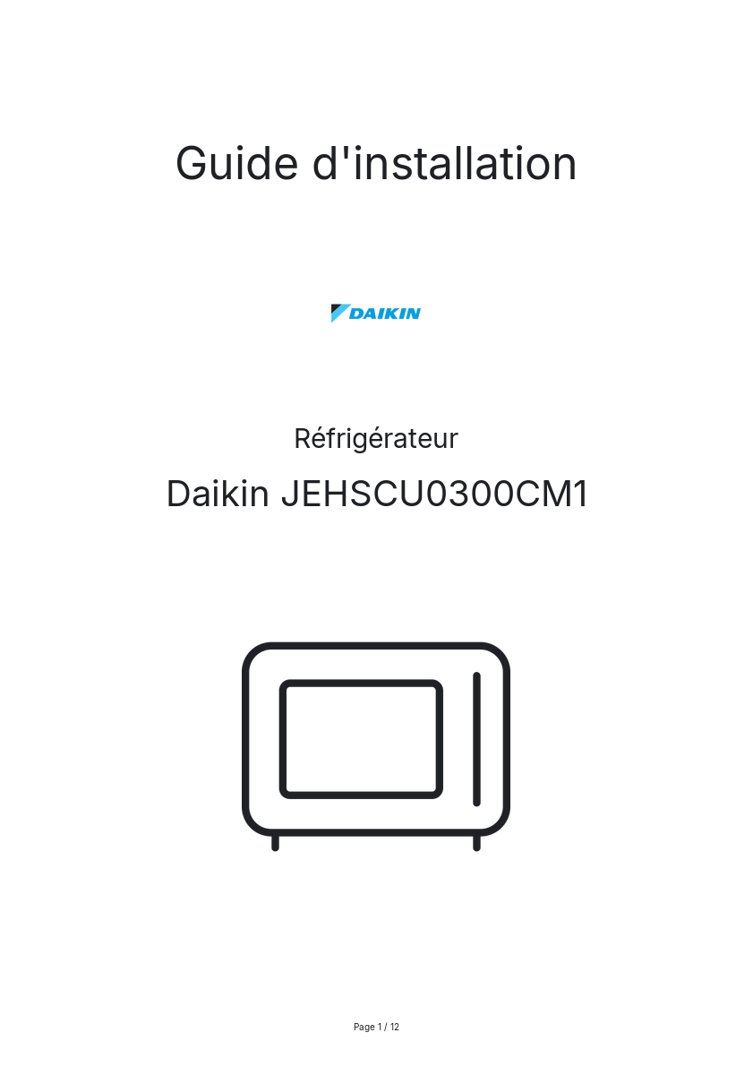 Image de la première page du manuel de l'appareil JEHSCU0300CM1