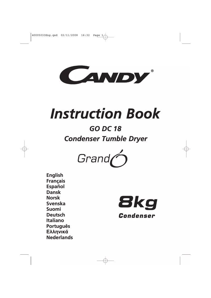 Page 1 de la notice Manuel utilisateur Candy Go dc 18