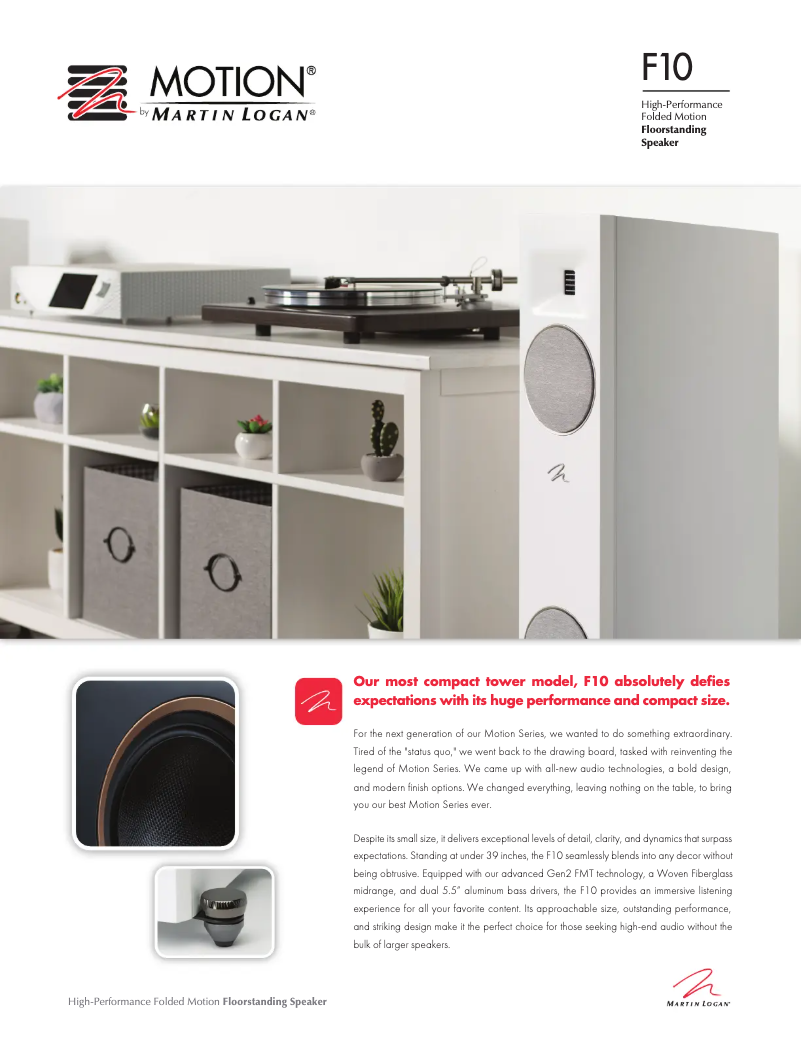 Page n°1 - Fiche technique Martin Logan Motion F10